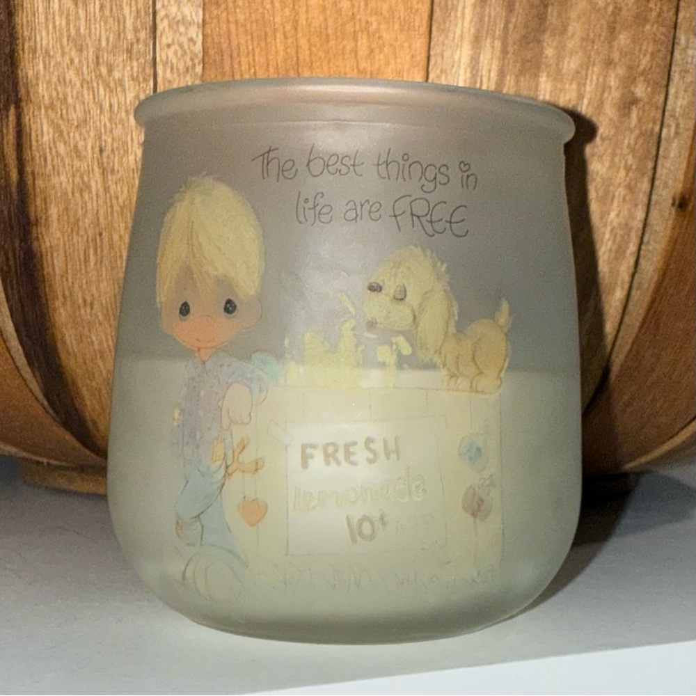 Precious Moments Frosted Glass Candle Jonathan & David 1979 NEVER LIT